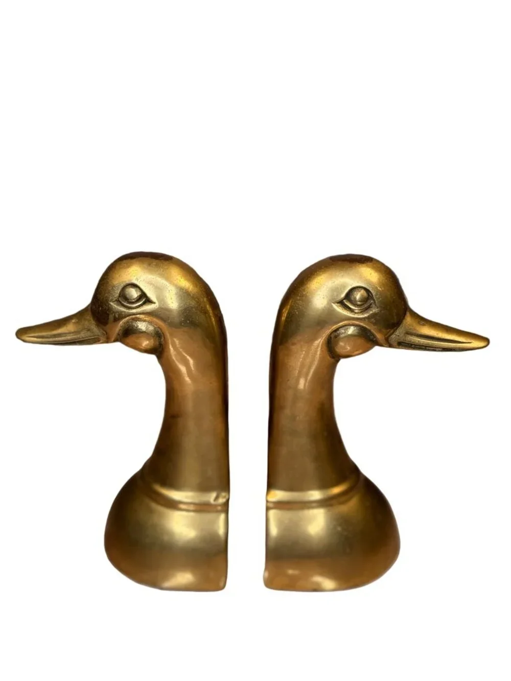 Vintage Brass Duck Bookends | Mid-Century Waterfowl Bookends